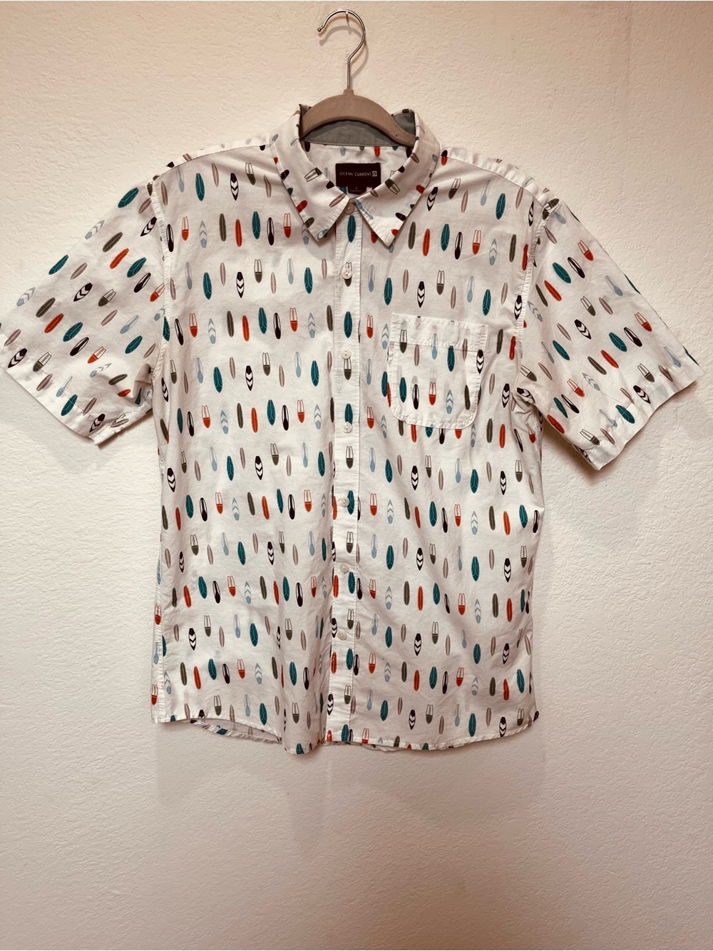 100%Cotton  Surfboard Inspired printed short-Sleeve Shirt